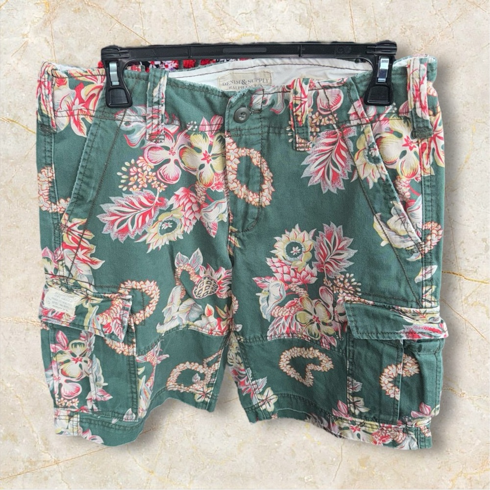Ralph Lauren Denim & Supply Brown VTG Hawaiian Cargo Mens Short Size 33 **READ**